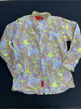 Kids Elie Balleh Yellow Paisley Button down top sz 10